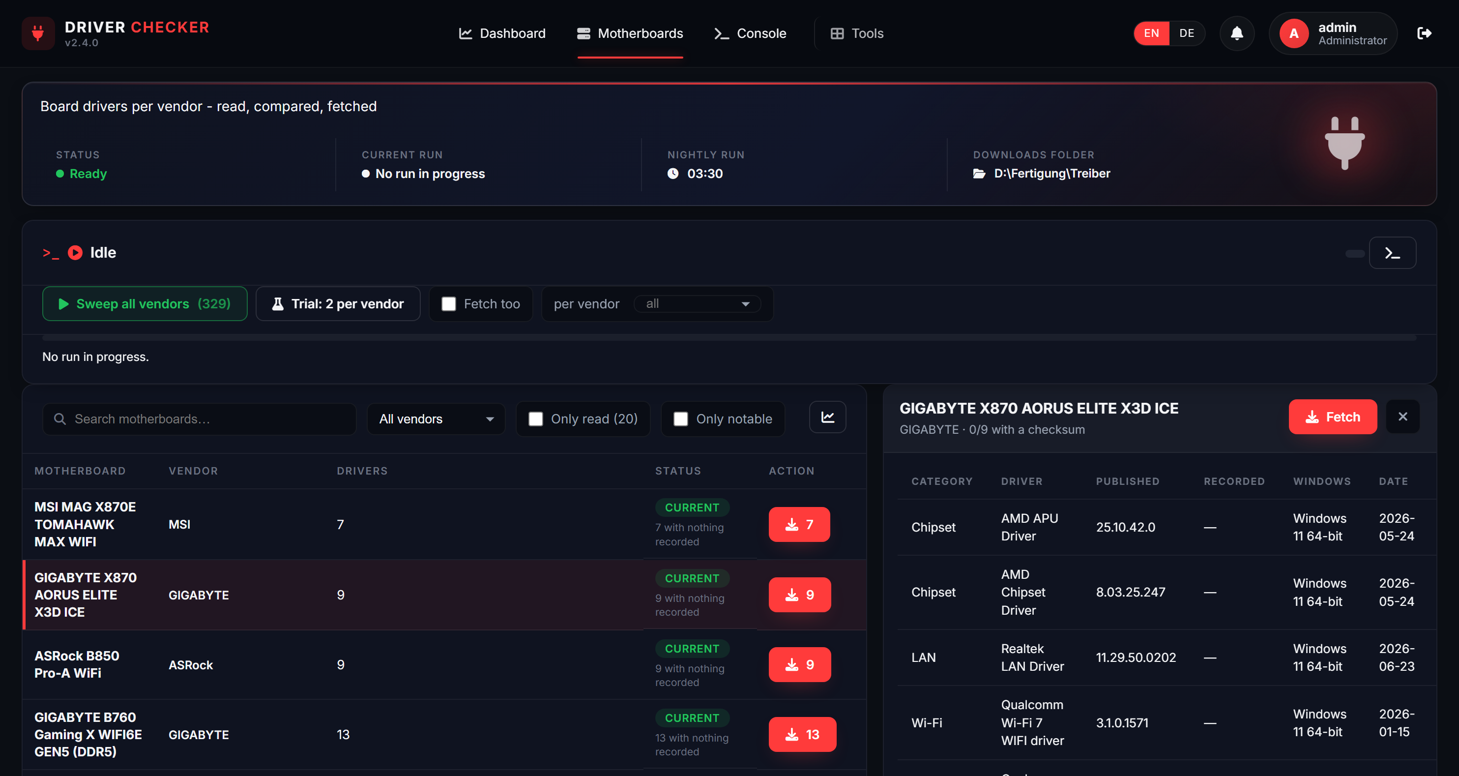 Driver Checker: Mainboard-Liste mit Treibern je Board / Driver Checker motherboard list with per-board drivers